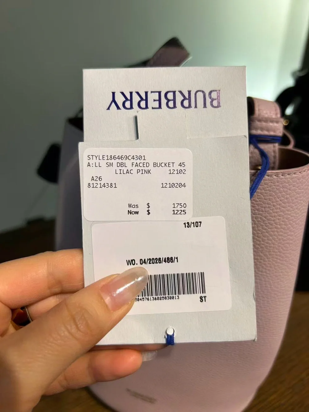 Burberry Pink Leather Bucket Bag with Signature Check Strap